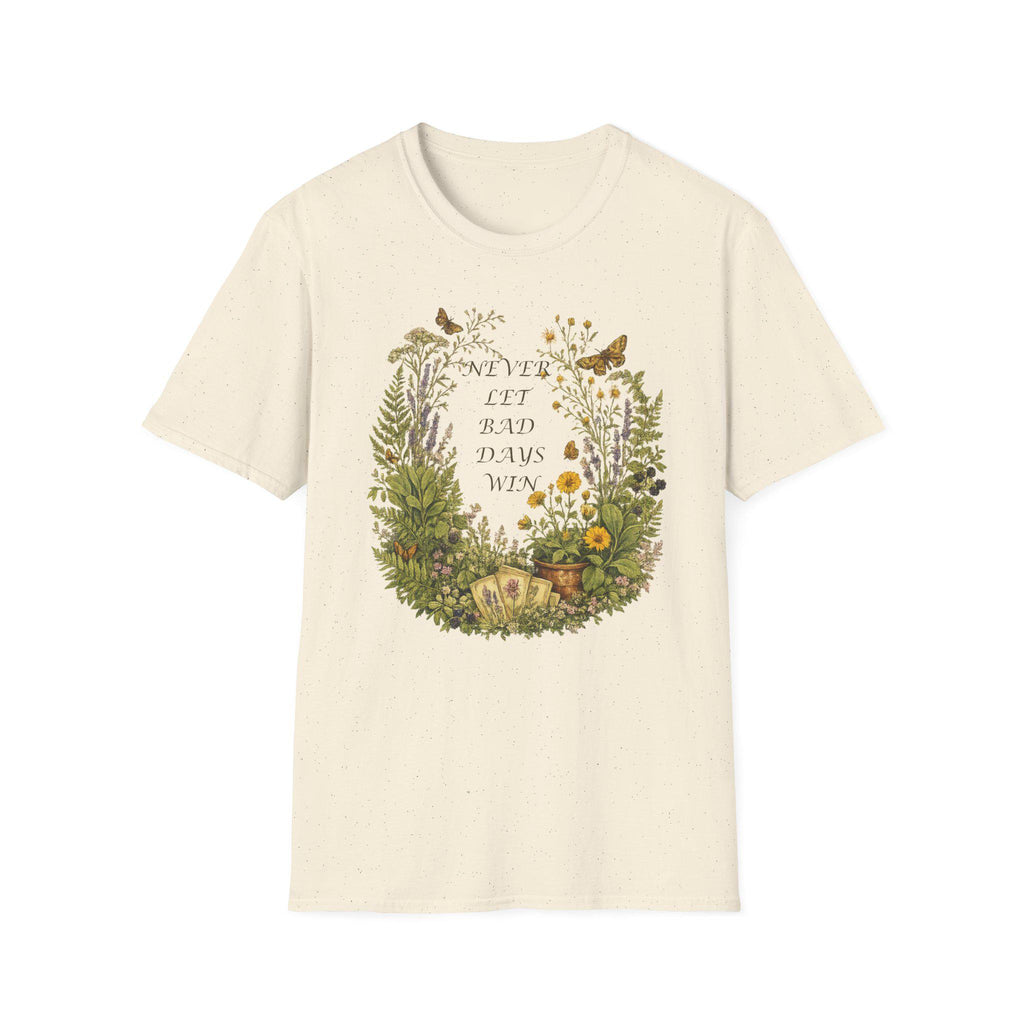 Floral Wreath T-Shirt, Inspirational Quote Tee, Never Let Bad Days Win, Nature Lover Gift