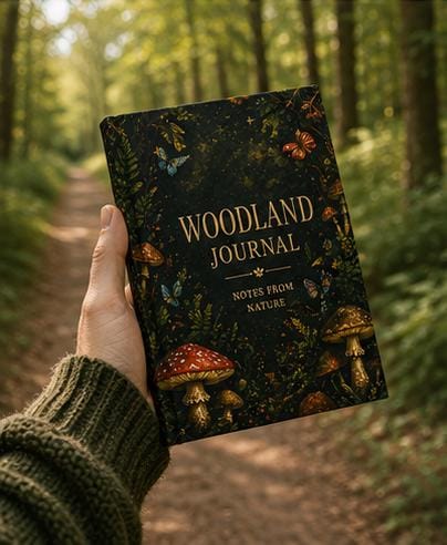 Woodland Journal Hardcover Journal | Notes From Nature, Mushroom Forest Design,Plant lover Gift