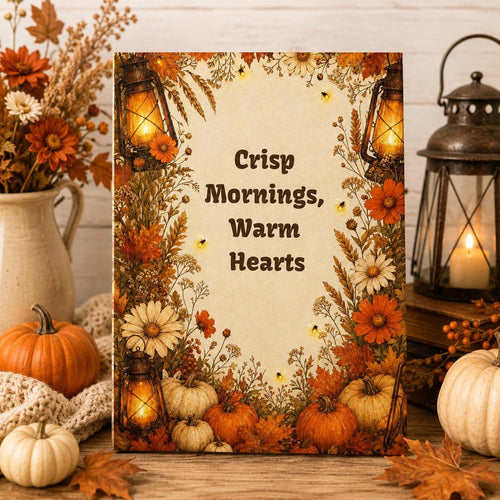 Autumn Journal | Crisp Mornings Warm Hearts Journal | Autumn Pumpkin Floral Hardcover Notebook| Fall Gift