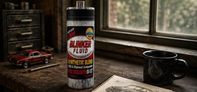 Blinker Fluid Tumbler Funny Mechanic Gift for Him Dad Husband 20oz 30oz Stainless Steel Insulated Cup
