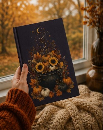 Fall Pumpkin Floral Journal, Sunflower Hardcover Notebook, Autumn Gift
