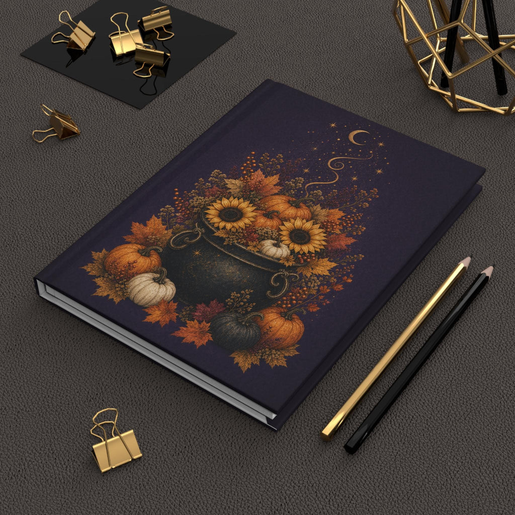 Fall Pumpkin Floral Journal, Sunflower Hardcover Notebook, Autumn Gift