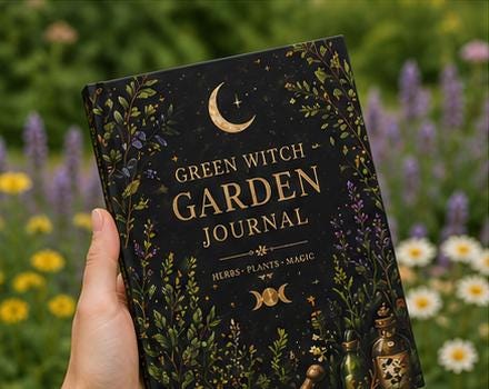 Green Witch Garden Journal Hardcover | Herbs Plants Magic Notebook,Plant lover Journal