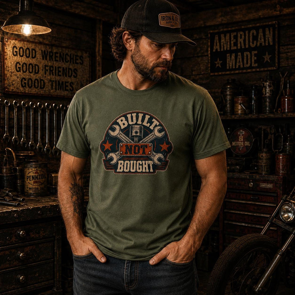 Mechanic T-Shirt, Built Not Bought Shirt, Car Guy Gift, Gearhead Dad Gift