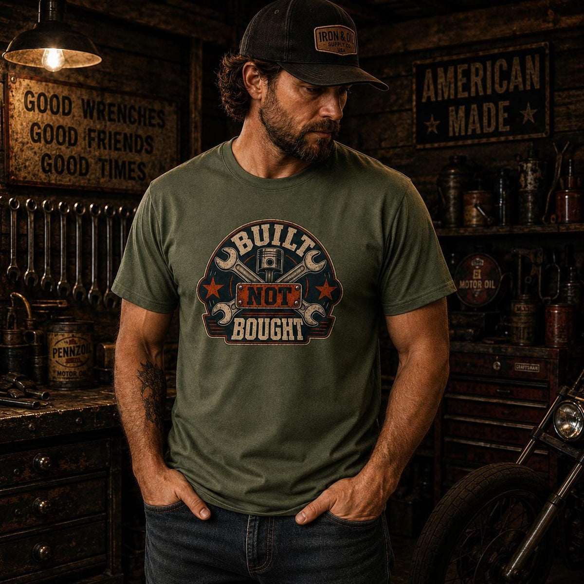 Mechanic T-Shirt, Built Not Bought Shirt, Car Guy Gift, Gearhead Dad Gift