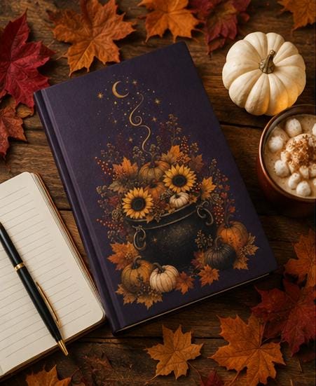 Fall Pumpkin Floral Journal, Sunflower Hardcover Notebook, Autumn Gift