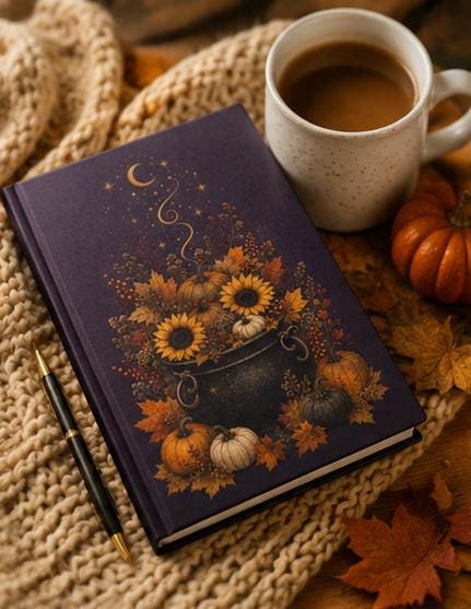 Fall Pumpkin Floral Journal, Sunflower Hardcover Notebook, Autumn Gift