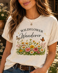 Wildflower T-Shirt Botanical Tee, Butterfly Floral Shirt, Cottagecore Nature Lover Gift, Boho Spring Garden Graphic Tee