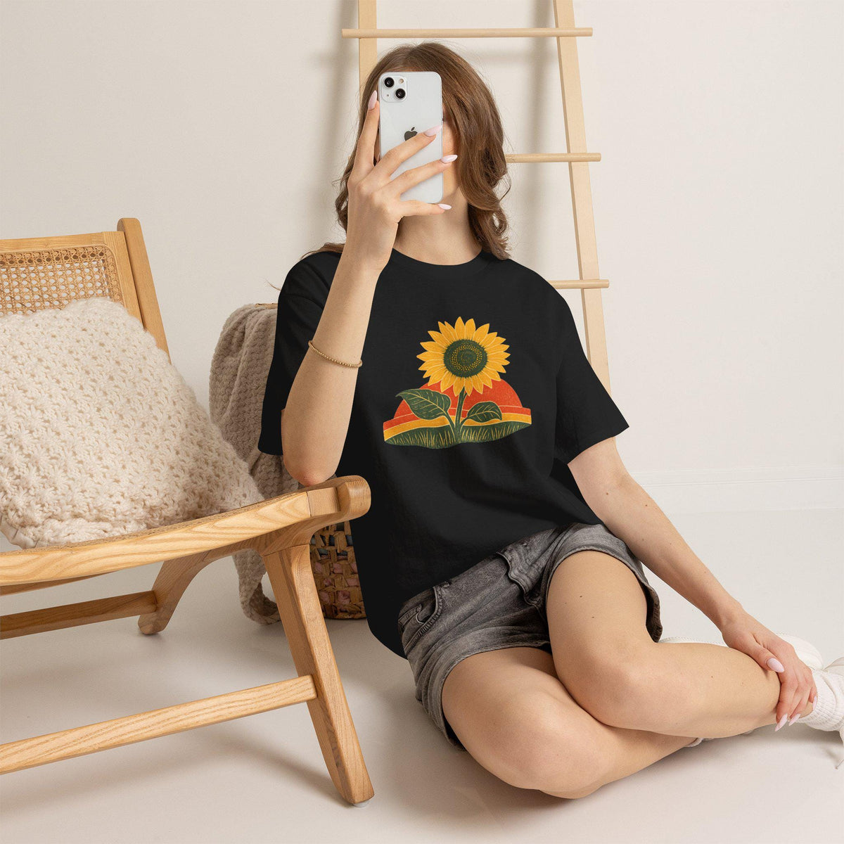 Retro Sunflower Sunset Shirt, Boho Graphic Tee, Sunflower Gift