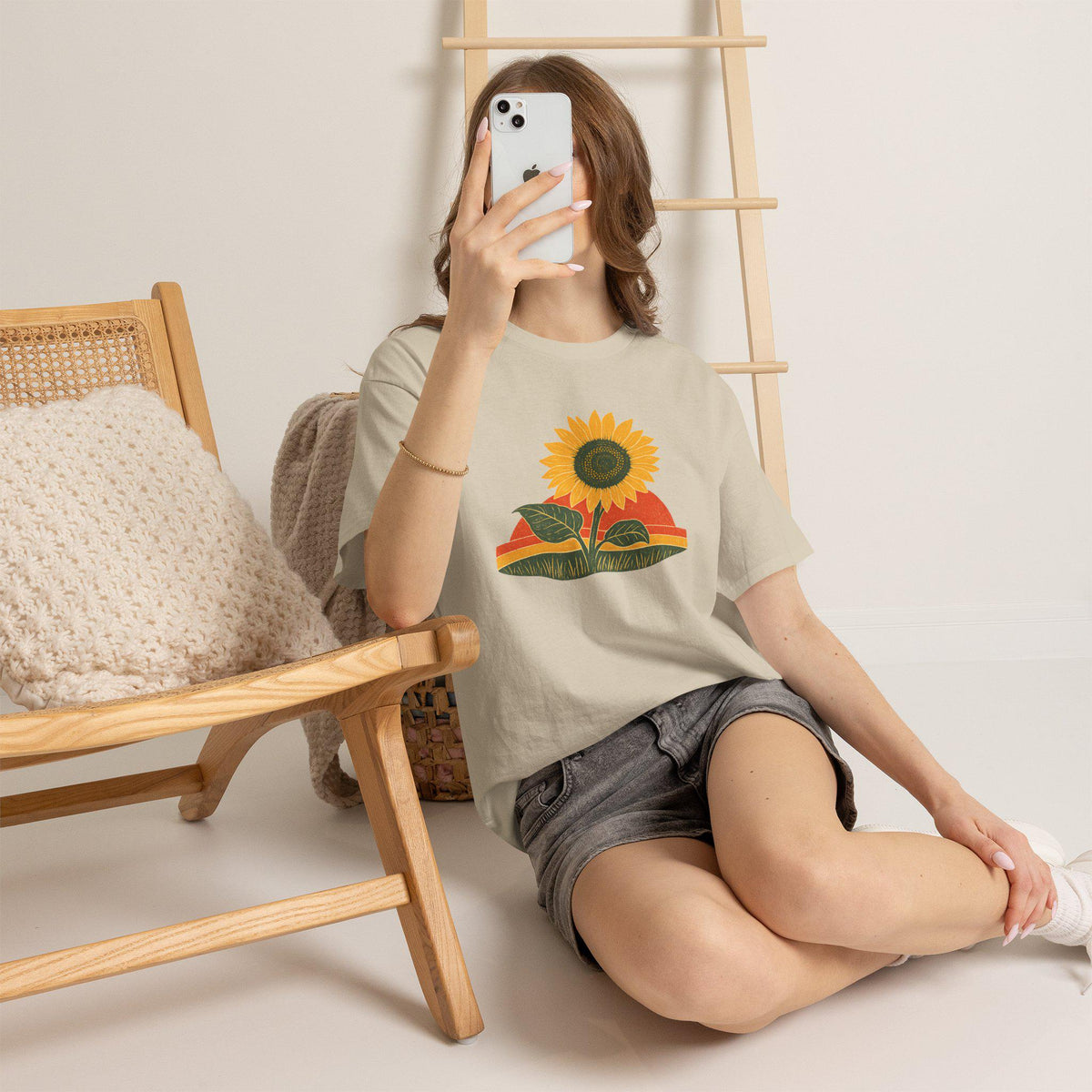 Retro Sunflower Sunset Shirt, Boho Graphic Tee, Sunflower Gift