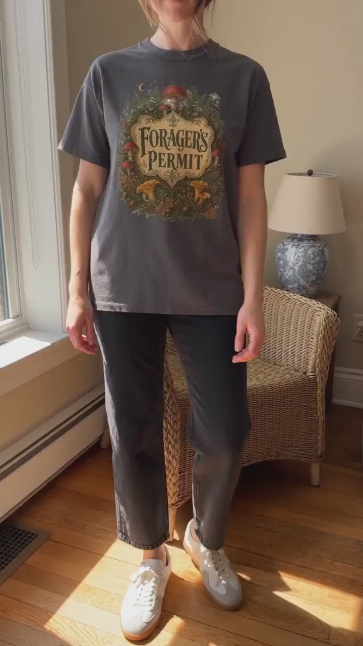 Mushroom Cottagecore Tee,Forager's Permit Shirt,Gift for Mushroom Hunter