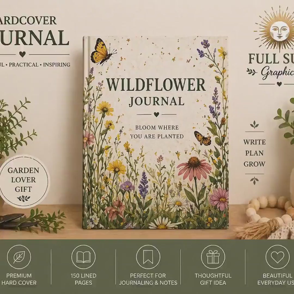 Wildflower Journal, Floral Hardcover Notebook | Matte Laminated Cover | 150 Lined Pages, 75 Perforated Sheets